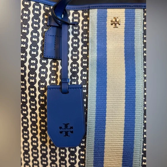 Tory Burch Blue and Cream Women's Tote Bag - Picture 4 of 10